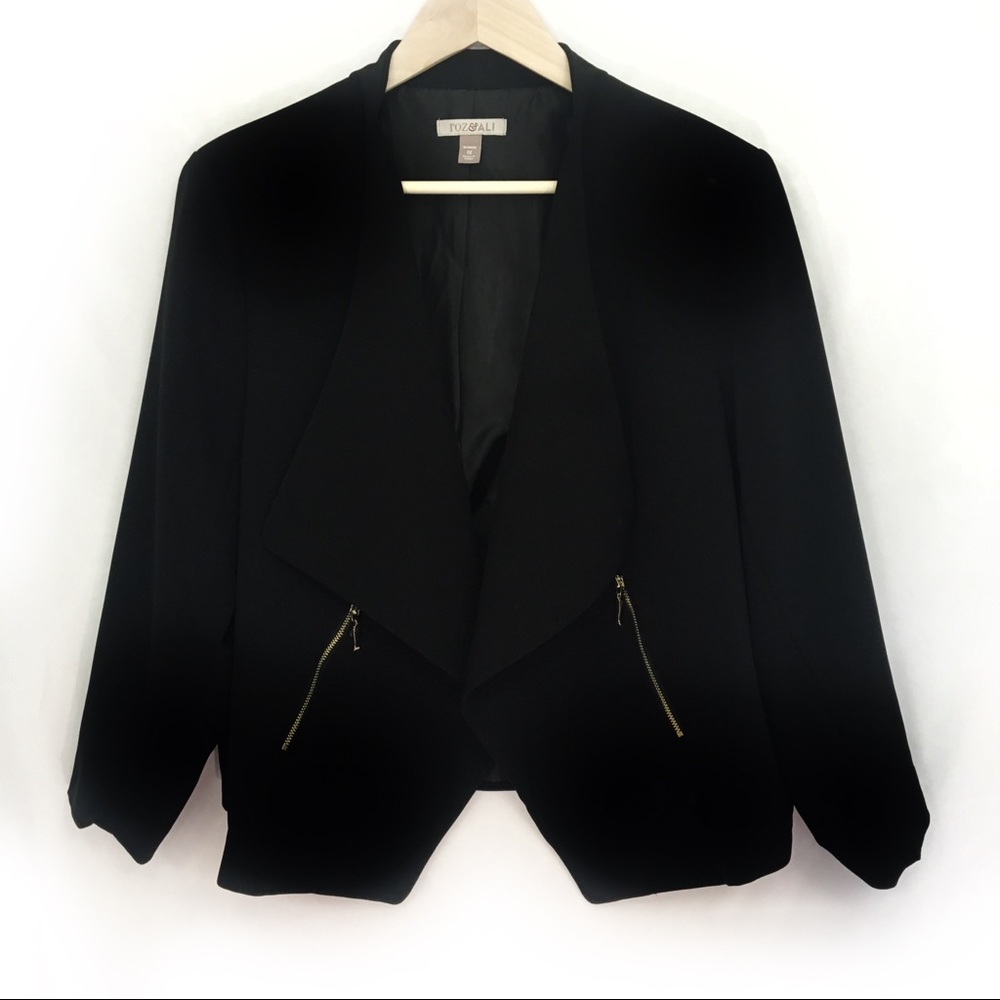 Roz & Ali Plus Size blazer Suit Jacket Black 1X